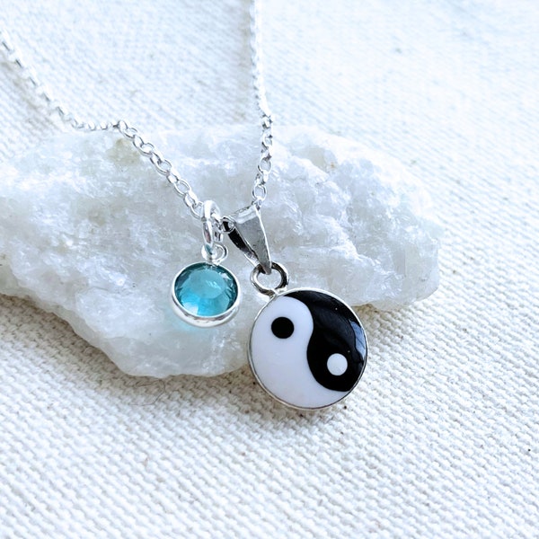 Sterling Silver SMALL Yin Yang Pendant One Personalized charm. Silver Yin Yang Necklace. choose your chain. Yoga yin yang charm jewelry