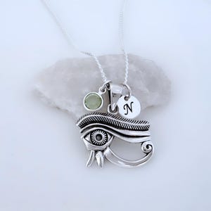 925 Sterling Silver eye of Horus Silver Eye of Ra necklace. Include initial & birthstone. Silver Eye of Horus Eye of Horus Unisex Jewelry