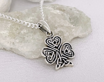 Symbol of St. Patrick’s Day. Sterling Silver Clover Necklace, Small Silver Clover Charm, Trevol Pendant Necklace, Silver Clover Jewelry