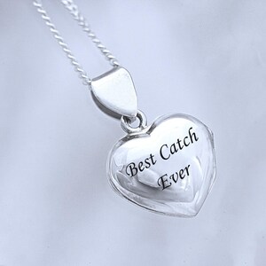 Sterling Silver customized Engraved Locket Necklace, Personalized Engraved Heart Locket Pendant, Size 0.47&quot;. Choose chain, R-17