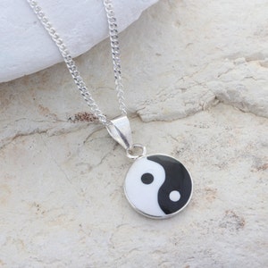 925 Sterling Silver Small Yin Yang Necklace Silver Yin Yang Charm. Yoga Yin Yang charm Sise .43 x .43. Choose Chain. (Sm. charms no incl.)
