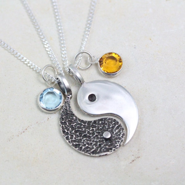 silver yin yang necklace, couple necklace, sterling silver yin yang couple pendant, matching puzzle pendant, Choose chain, couples jewelry