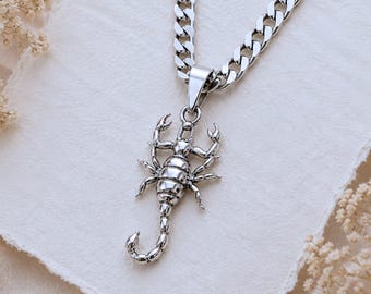 Sterling silver scorpion necklace. silver scorpion necklace.  Unisex necklace. mens scorpion necklace. Sharp legs NO a Toy