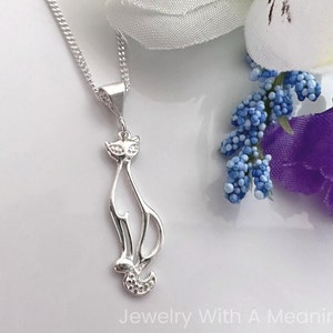 Sterling silver Cat pendant Necklace. Silver Cat charm Charm. choose your chain. Silver Cat Necklace, Sterling silver cat jewelry