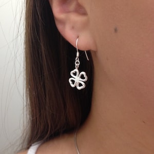 Sterling Silver Clover Earrings, Silver Clover earrings, Four leaf clover earrings, Lightweight Earrings, Clover earrings Jewelry Earrings