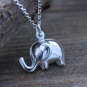 Sterling silver Elephant necklace, Silver Elephant pendant necklace choose chain, Silver Elephant Charm Necklace. image 2