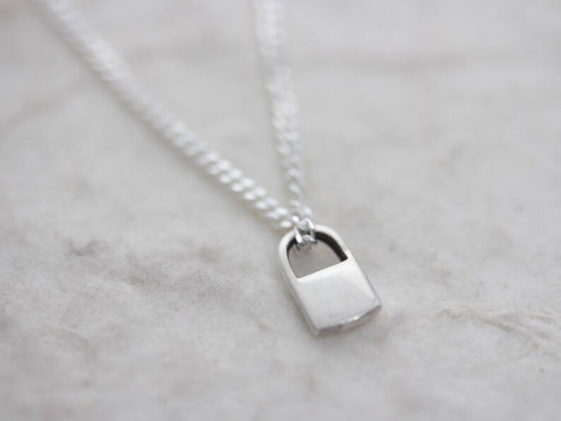 Small Sterling Padlock Necklace Lock Image 0