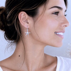 925 Sterling Silver stud Starfish Earrings, Starfish Earrings in Sterling Silver. Size 13mm or 0.51"