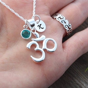 Personalized sterling silver Om Necklace. Sterling silver Om necklace, silver Yoga Om Pendant necklace. Choose chain