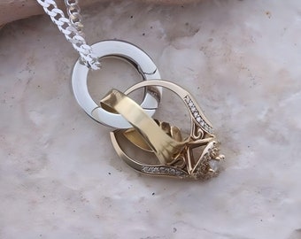 Sterling Silver large Ring Holder Necklace, By LifeOfSilver. Silver Ring keepsake Charm. Thick Chain for Men & Thin Chain for Women. 150/442