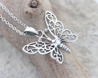 Sterling silver butterfly Necklace choose chain, sterling silver Totem Butterfly Ssymbolic of lightness