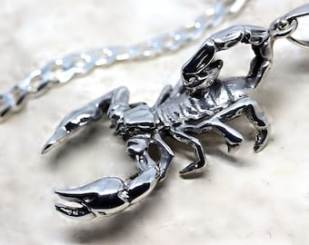 Sterling silver scorpion necklace. silver scorpion necklace.  Unisex necklace. mens scorpion necklace. Sharp legs NO a Toy