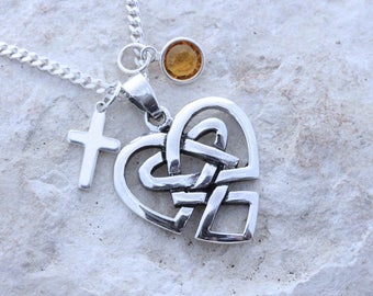 Custom sterling silver Celtic Heart necklace, choose chain, Celtic heart knot pendant, Choose 2 charms Celtic heart Irish Jewelry