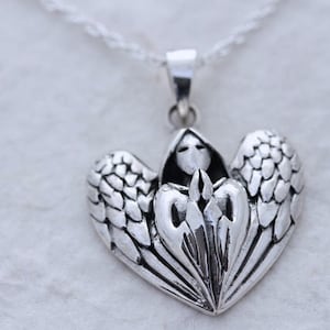 Solid Sterling Silver Guardian Angel necklace. Silver Angel Praying Pendant Necklace,  Women Girls Gift. Protection Symbol. Choose Chain