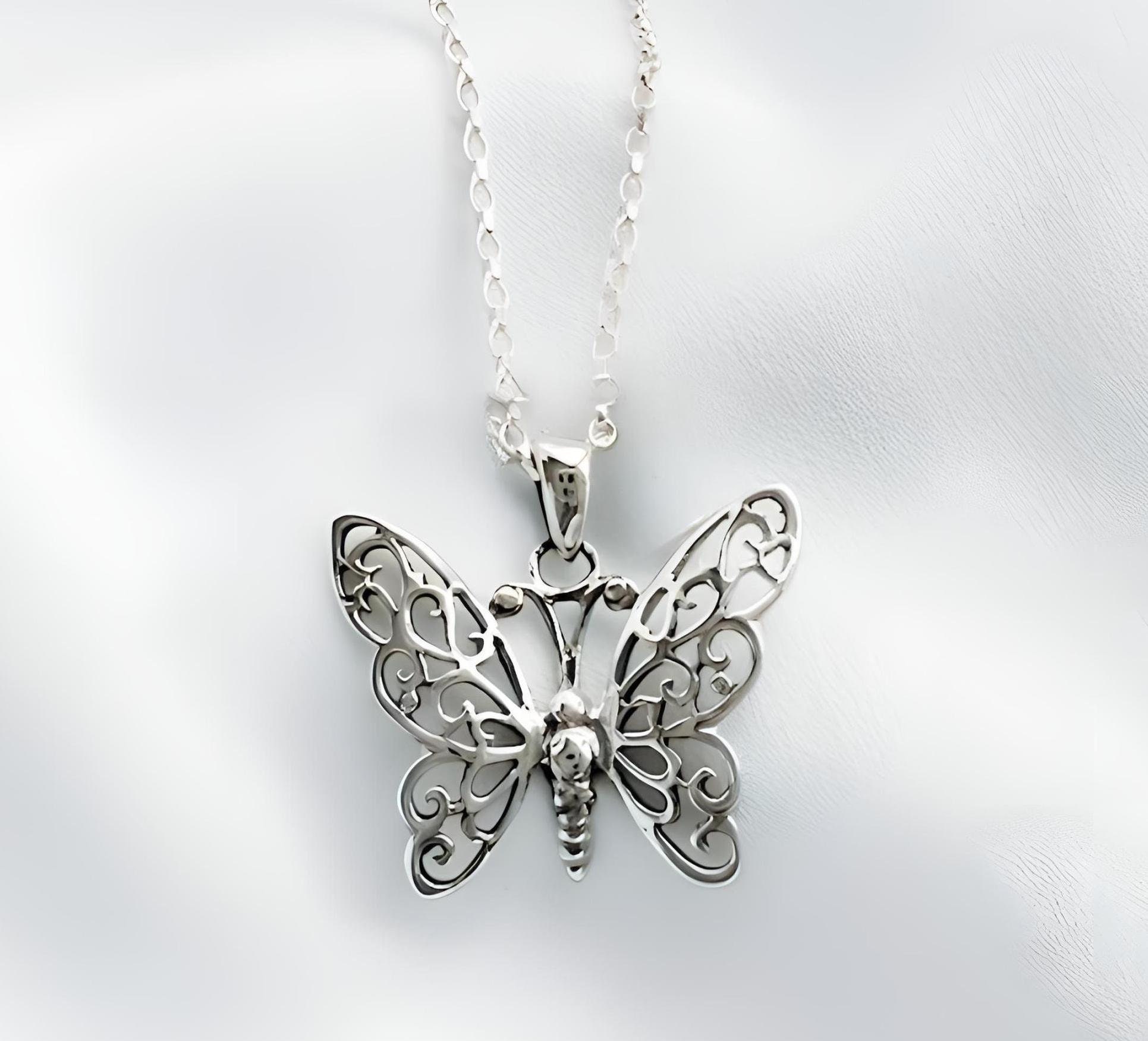 【STONEHENgE】Silver Material Butterfly Cubic Necklace X0018 Butterfly necklace sterling silver 925 nano turquoise cubic