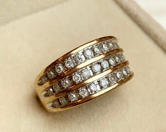 JWBR 10k Yellow Gold Channel Set Diamond Bow Ring Gold | Etsy