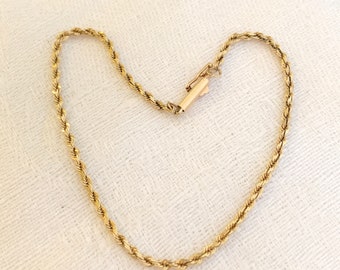 14K yellow gold Rope Bracelet, 7.5” x 2mm wide, 14K gold twisted link rope Bracelet, Unisex 14k gold bracelet