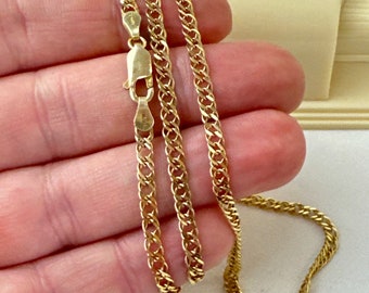 14K Yellow Gold Double Link Curb Chain Necklace, 20” Inch, Unisex 14K Curb Necklace, 7.9 Grams