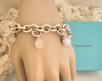Vintage Tiffany & Co Sterling Silver Fascination Multi Gemstone Charm Dangle Bracelet  AS IS