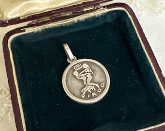 Vintage Sterling Silver Virgo Zodiac Charm Pendant