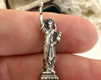 Vintage 3D Sterling Silver Statue of Liberty Charm Pendant, New York Souvenir