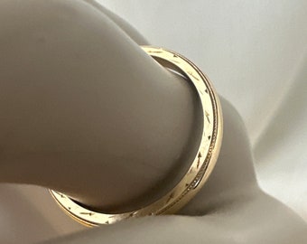 14K yellow gold milgrain edged Wedding Band, 14K Solid Yellow Gold Domed Anniversary or Stacking Band Ring, Size 7