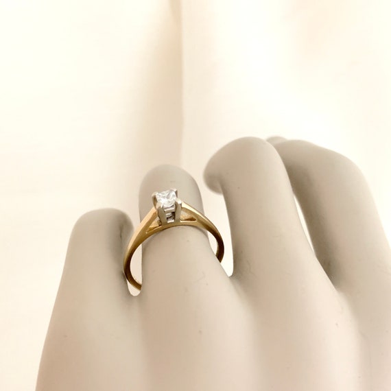 14K Yellow Gold Square Diamond Engagement Ring, V… - image 9