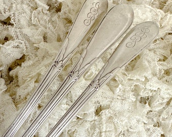 Rose Marie by Gorham Sterling Silver Serving Spoons, Three Piece Set, 1933 Gorham Sterling Serving Spoons, JP monogram