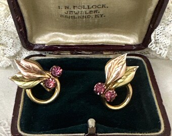 Mid Century A&Z 12K Gold Filled Leaves Screw Back Earrings