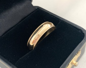 14K Yellow Gold Milgrain edged Wedding Anniversary Stacking Band Ring, Size 9.5