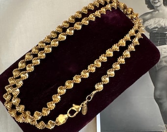 Vintage Napier gold plated twisted chain necklace  24" inch