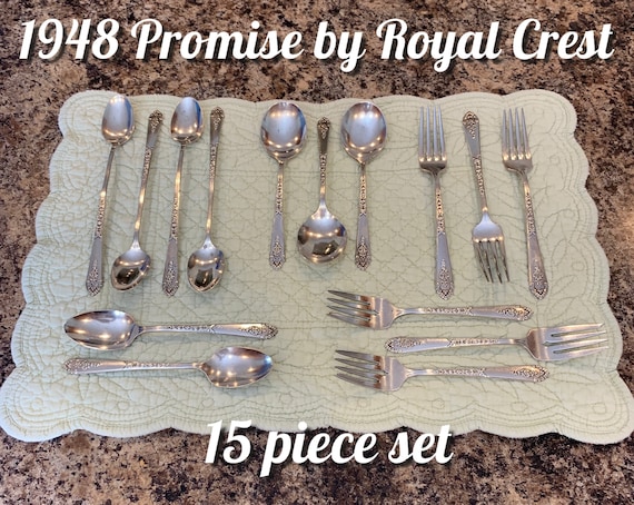 1948 Promise by Royal Crest Sterling Silver Flatware Set 15 Pieces 519.9 Grams Vintage Promise Sterling Silver Silverware Etsy