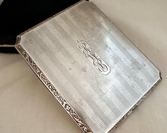 Art Deco Elgin American Mfg Co Sterling Silver Cigarette Case 1930's  91.2 grams