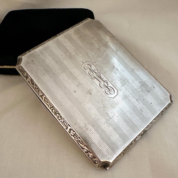Art Deco Elgin American Mfg Co Sterling Silver Cigarette Case 1930's 91.2  grams