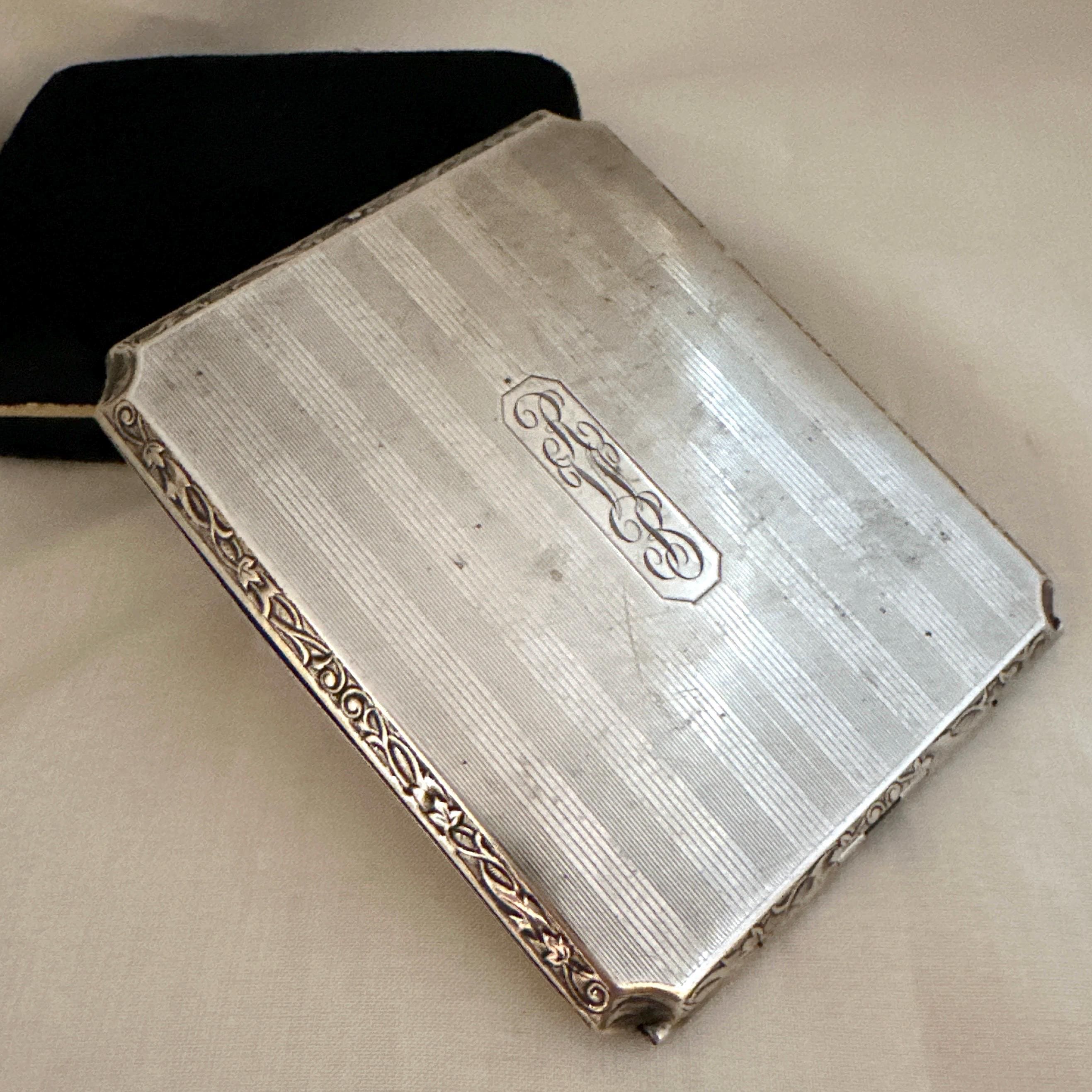 elgin sterling silver cigarette case Art Deco Elgin American Mfg Co Sterling Silver Cigarette Case 1930's 91.2  Grams