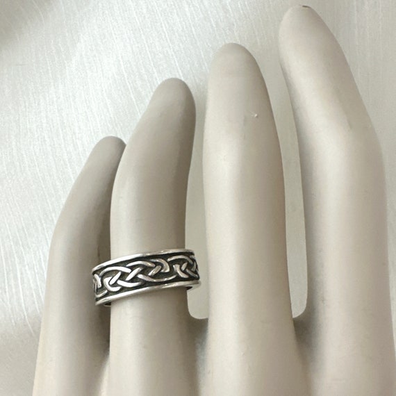 Vintage Sterling Silver Celtic Knot Eternity Band… - image 5