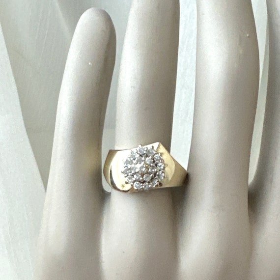 Vintage 10K yellow & white gold round diamond clu… - image 6