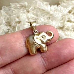14K yellow gold elephant necklace pendant, Strength & Luck Animal pendant for chain necklace