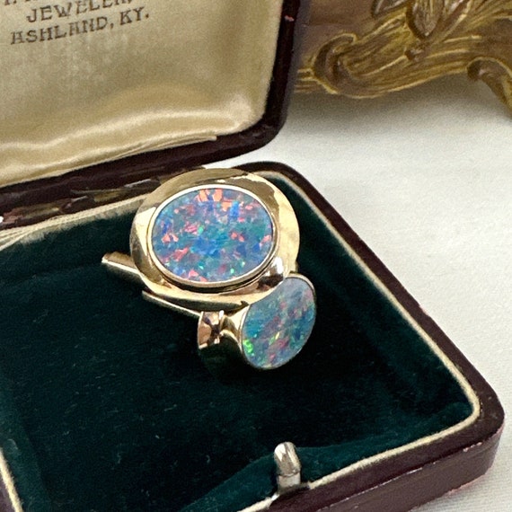 Vintage 9ct Yellow Gold Oval White Opal Cufflinks… - image 6