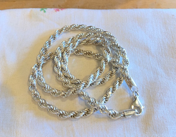Italian 925 Sterling Silver Rope Chain Necklace 3… - image 4