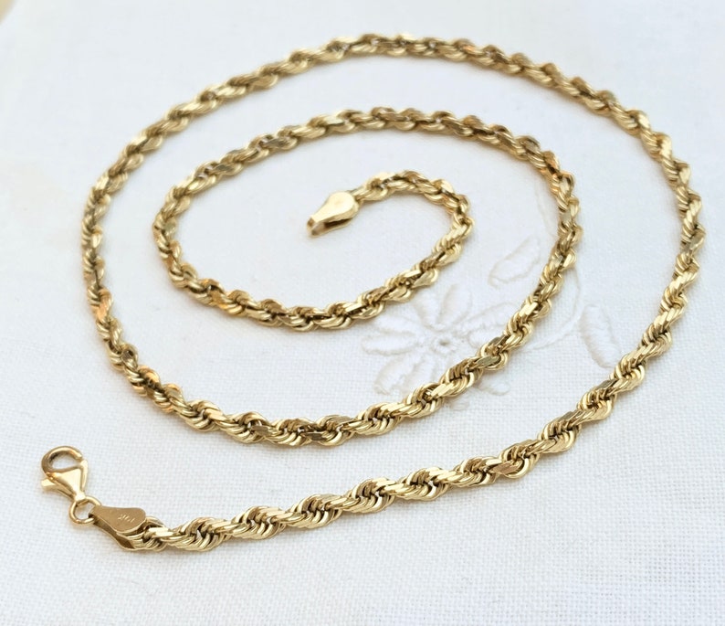 1980's 10K Solid Yellow Gold Twisted Rope Chain Necklace - Etsy