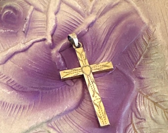 Vintage Hayward 12K Gold Filled Etched Cross Pendant