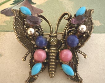 Vintage signed Coro Butterfly Brooch Pin