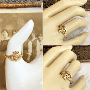 10k Yellow Gold Diamond Solitaire Claddagh Ring - High Polish Irish Ring, Size 10