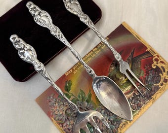 Antique Lily by Whiting Sterling Silver 3 piece Serving Set, 66.8 grams