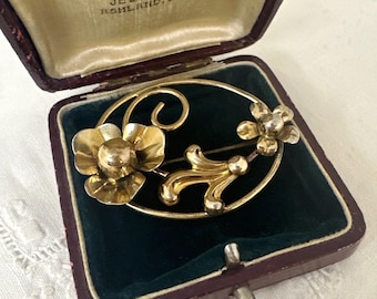 Vintage 1940s signed BARCLAY 12K Gold Filled Floral Brooch, 6.7 grams