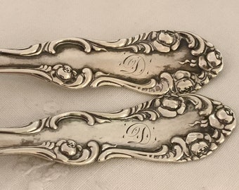 Set of Two Old English by Towle Sterling Silver Sugar Spoons, D monogram