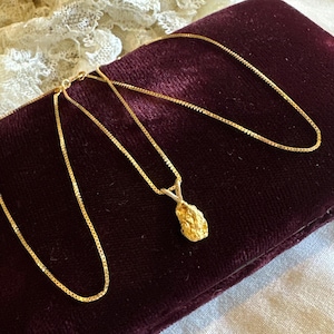 Solid yellow gold nugget pendant necklace, One of a kind, Raw Gold Nugget pendant necklace, 22K & 14K Gold