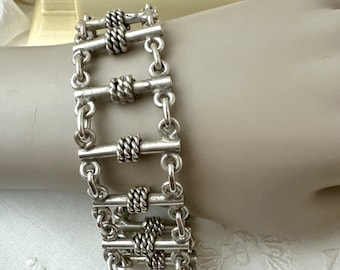 Massive Sterling Silver Link Bracelet, Vintage 925 Silver Fancy Link Bracelet, 72.9 Grams