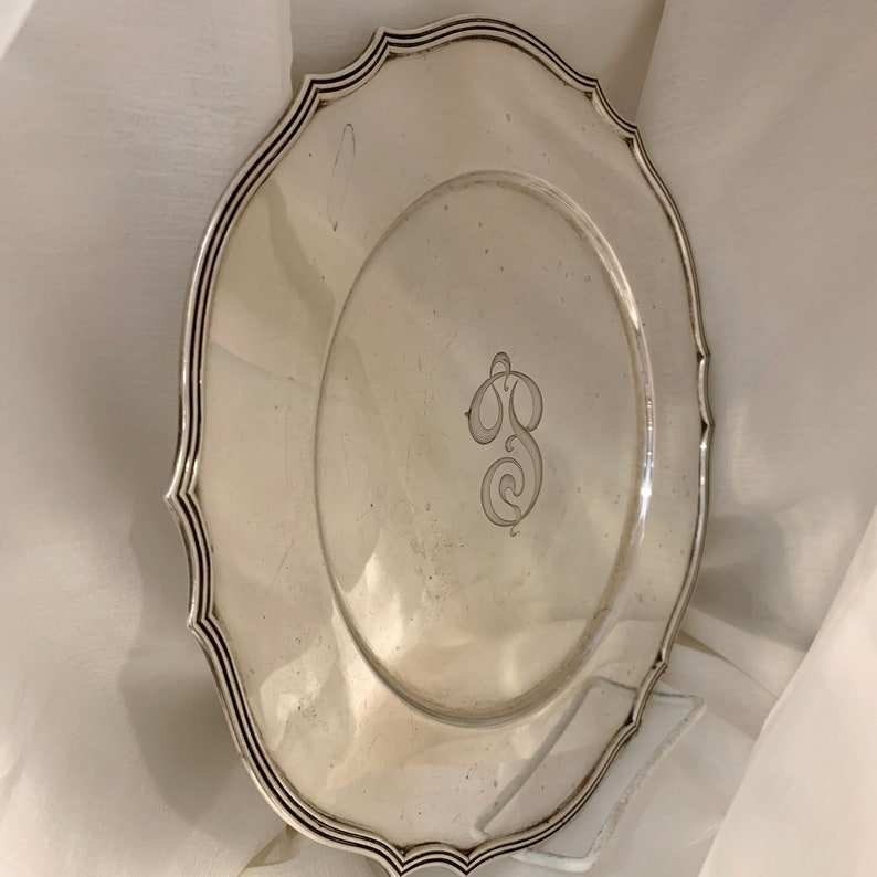 Gorham Sterling Silver Round Salver Tray, Gorham Sterling A5483 CD Peacock Serving Platter, 10.5 Inch Bild 1